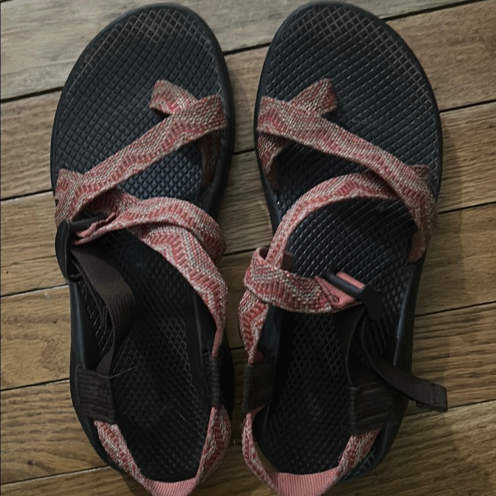 Chaco Pink and Black Adventure Sandals